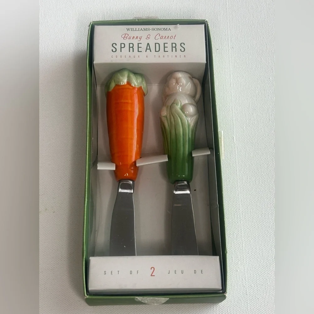 NWT Williams Sonoma Set of Bunny Carrot Spreaders Kitchen Utensils Home Decor